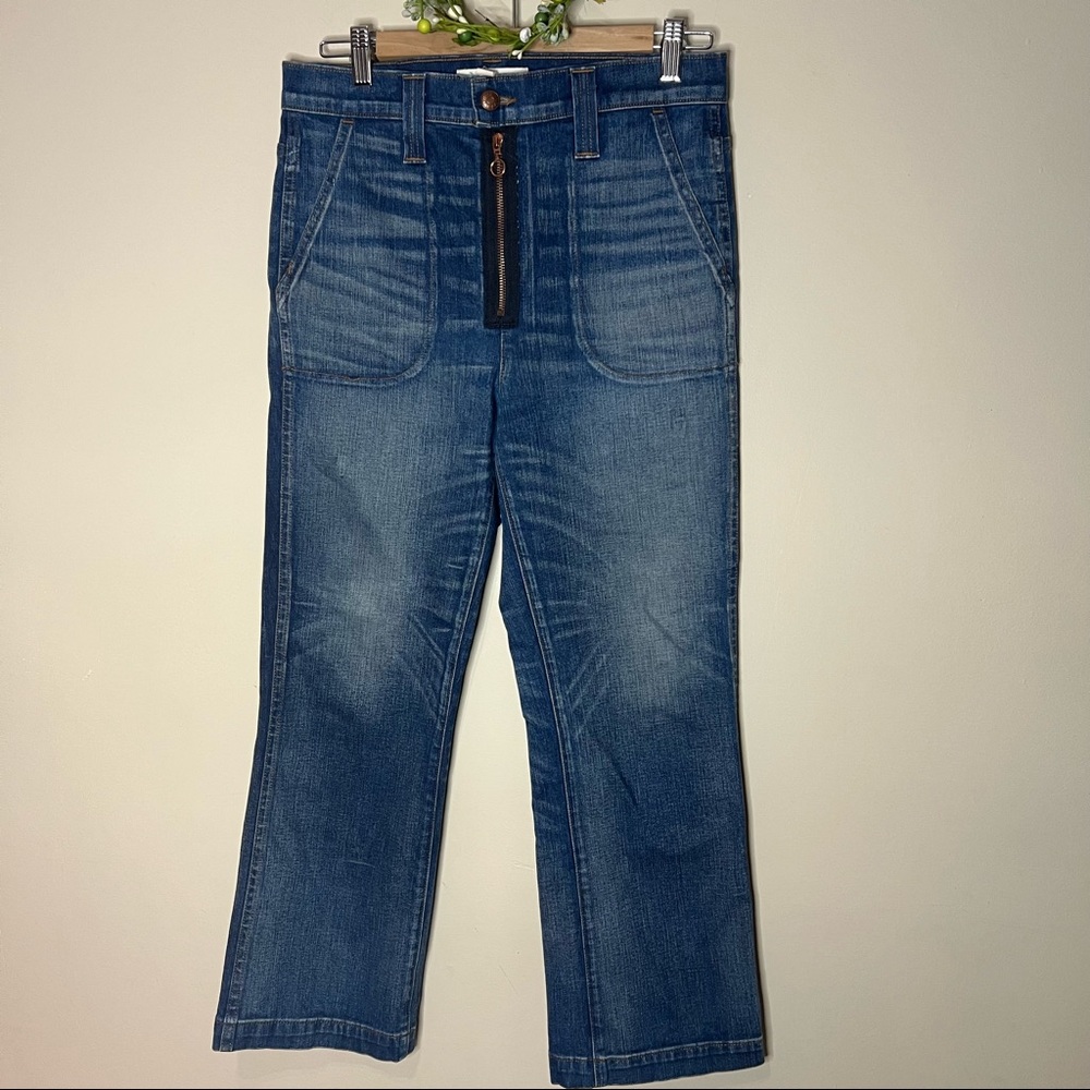 MADEWELL RIVET & THREAD EXTRA HIGH KICK OUT JEANS EXPOSED HEM EDITION SIZE 28 - Picture 2 of 8